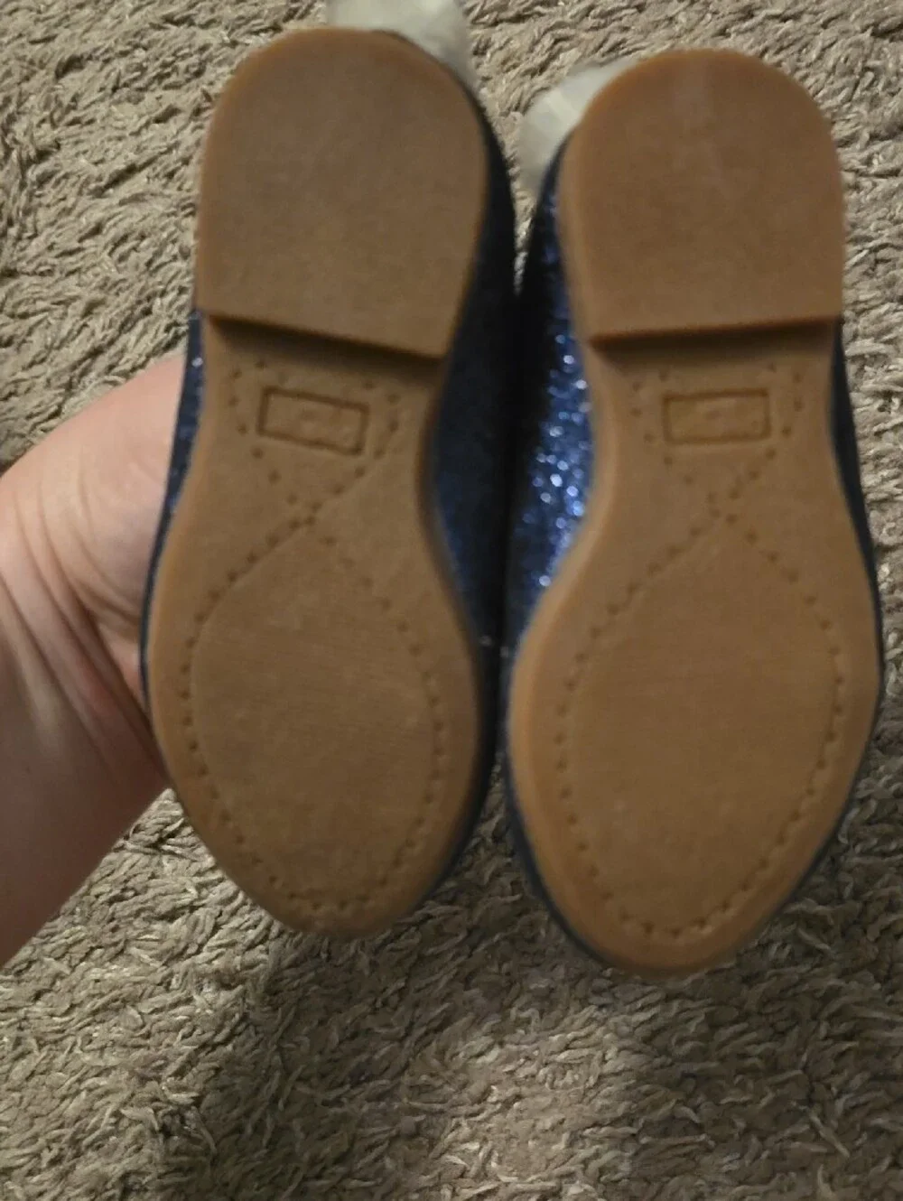 OshKosh B'gosh Navy Glitter Bunny Flats with Pom Pom
